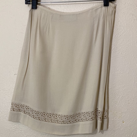 90s Campagnie Internationale Express Off White Skirt w/ Embroidery - Picture 5 of 6